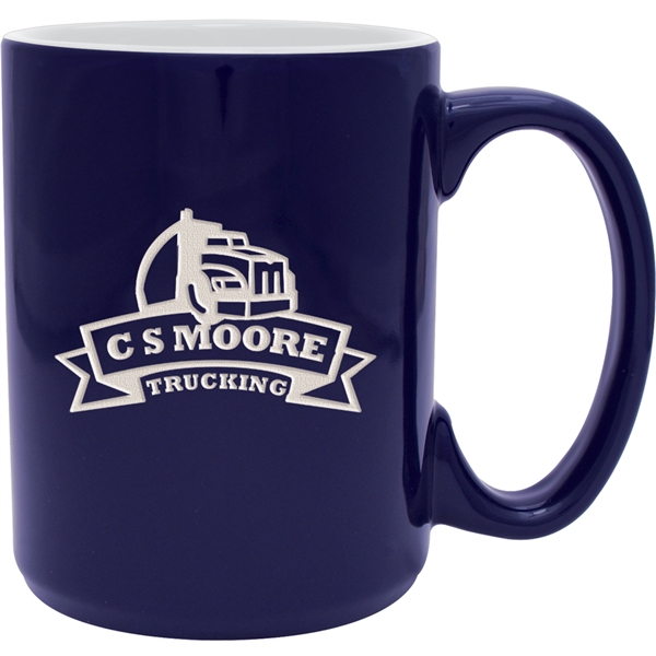 15 oz. ceramic mug with simple design, easy-grip handle and bold... from ASI 71920 Moderne Glass Company Inc / Glass America®