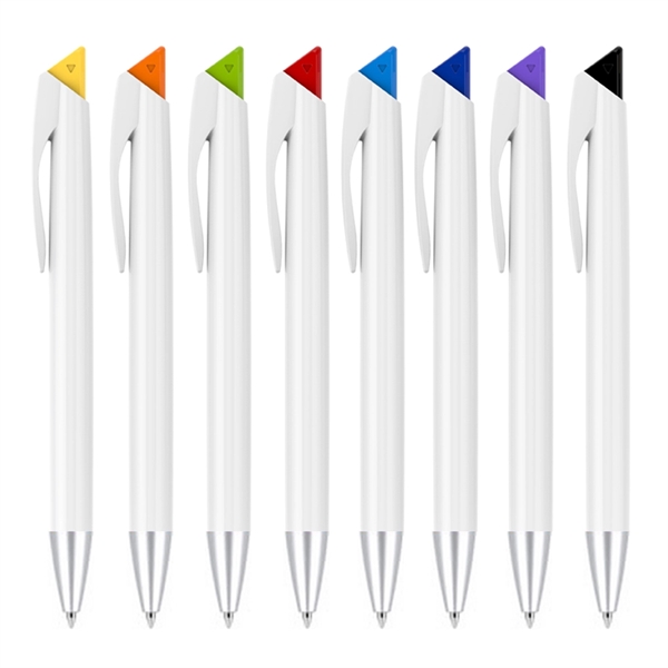 Click-action wedged tip plastic pen with a white or black body... from ASI 37218 Athena Promo (tm)