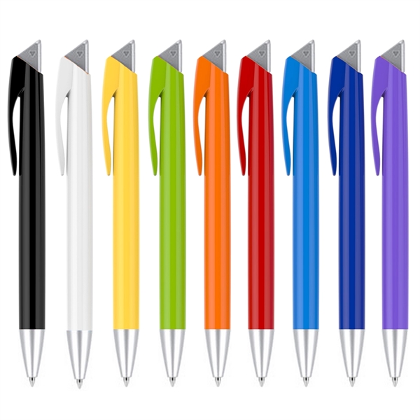 Click-action wedged tip plastic pen with a white or black body... from ASI 37218 Athena Promo (tm)