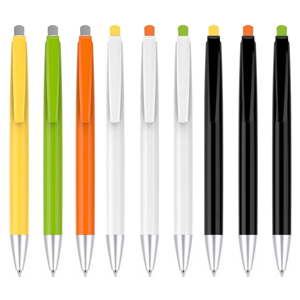 Click-action wedged tip plastic pen with a white or black body... from ASI 37218 Athena Promo (tm)