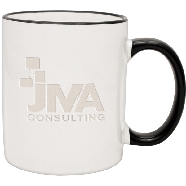 11 oz. white ceramic mug with a colored handle and stylish... from ASI 71920 Moderne Glass Company Inc / Glass America®