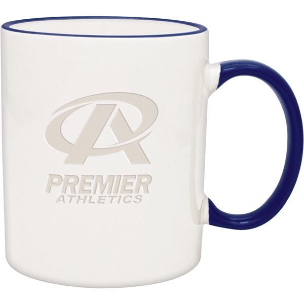 11 oz. white ceramic mug with a colored handle and stylish... from ASI 71920 Moderne Glass Company Inc / Glass America®