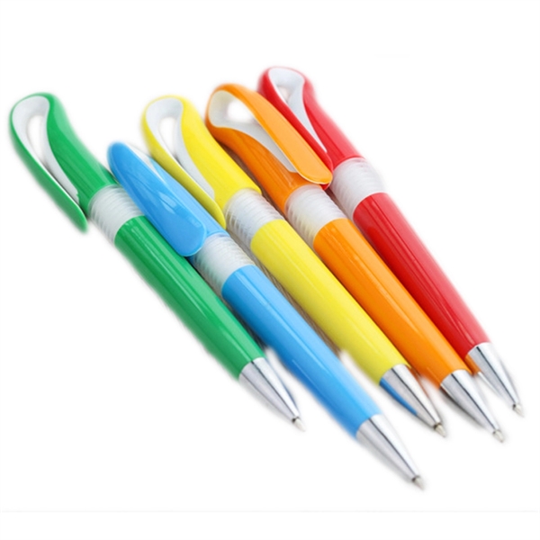 Hook plastic pen with a white body with colored accent or... from ASI 37218 Athena Promo (tm)