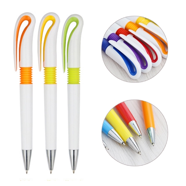 Hook plastic pen with a white body with colored accent or... from ASI 37218 Athena Promo (tm)