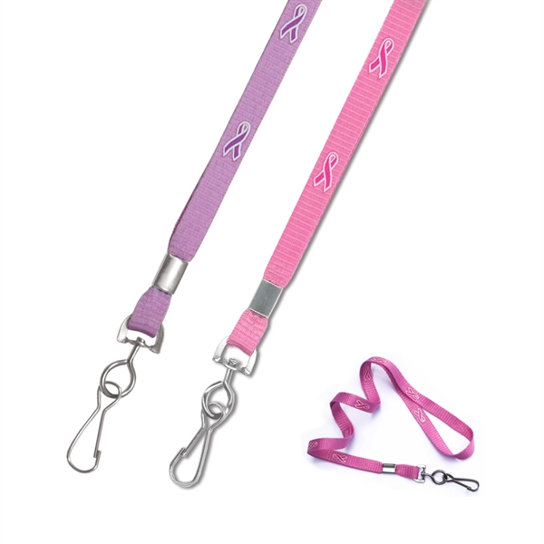 OPT Blank. 3/8" Breast Cancer Awareness flat lanyard with nickel-plated swivel... from ASI 62088 IDProductsource / IDProductsource
