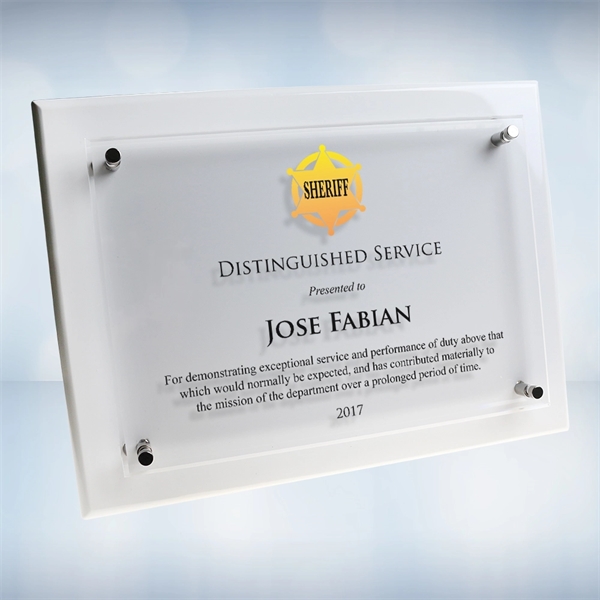 Acrylic floating white wood wall plaque.... from ASI 47791 Best Deal Awards