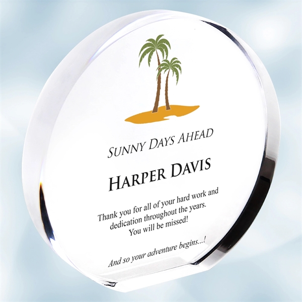 Acrylic imprinted circle plaque.... from ASI 47791 Best Deal Awards