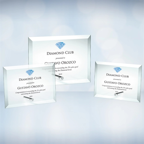 Jade glass beveled horizontal rectangle with aluminum pole award.... from ASI 47791 Best Deal Awards