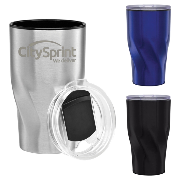 16 oz. travel tumbler with double-walled stainless steel construction with black... from ASI 71920 Moderne Glass Company Inc / Glass America®