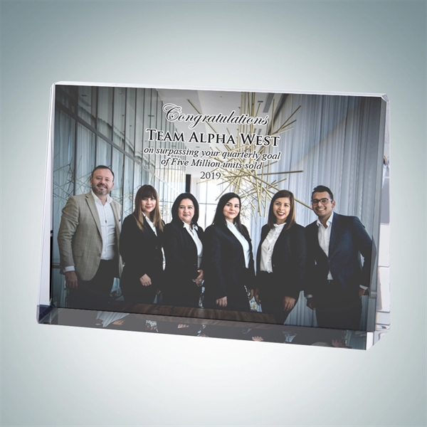 Small, horizontal rectangle plaque is made of optical crystal and features... from ASI 47791 Best Deal Awards