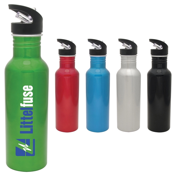 27 oz. water bottle made of aluminum with a retractable sipper... from ASI 71920 Moderne Glass Company Inc / Glass America®