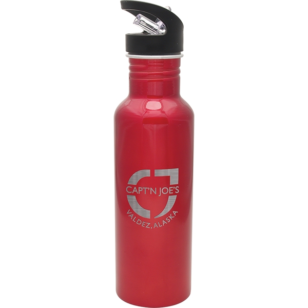 27 oz. water bottle made of aluminum with a retractable sipper... from ASI 71920 Moderne Glass Company Inc / Glass America®