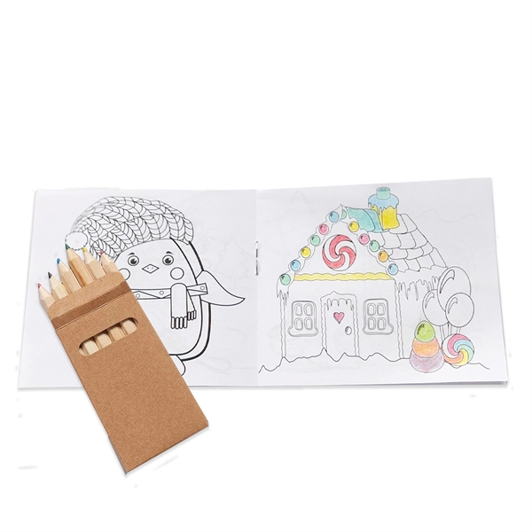 4.25" x 3.5" holiday themed kids coloring book and box of... from ASI 63549 Jornik Manufacturing Corp / Jornik