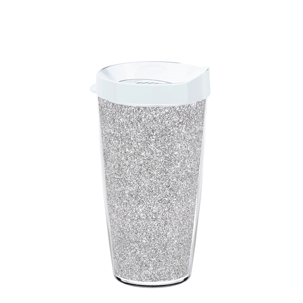 Double-wall insulated, clear Tritan™ tumbler with silver bling insert available in... from ASI 73871 Next Promotions LLC