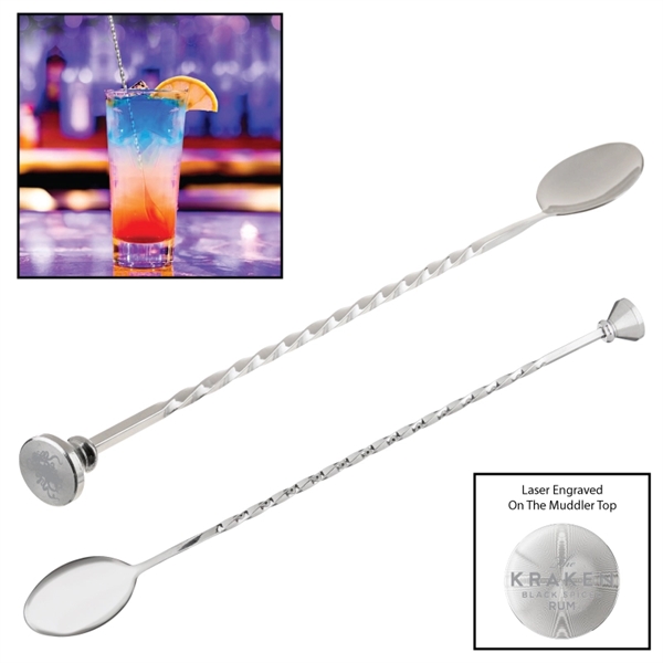 Bartending mixing spoon made of brushed stainless steel with a spiral... from ASI 57655 STOPNGO Line