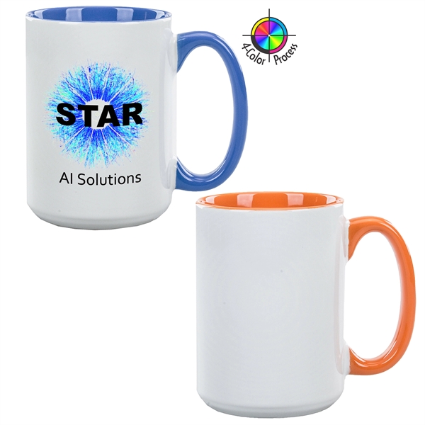15oz Gloss Colored El Grande Mug with c-shaped handle. Spot color.... from ASI 80093 Pyrographics / Pyrographics Line