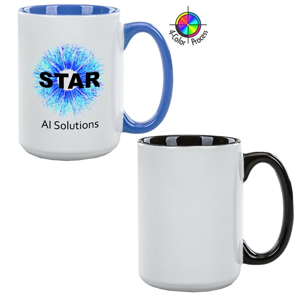 15oz Gloss Colored El Grande Mug with c-shaped handle. Spot color.... from ASI 80093 Pyrographics / Pyrographics Line