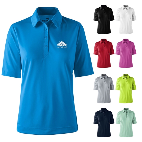 Women's polo with short sleeves, 4-button placket, collar, and UPF30+ protection.... from ASI 57653 Gold Bond