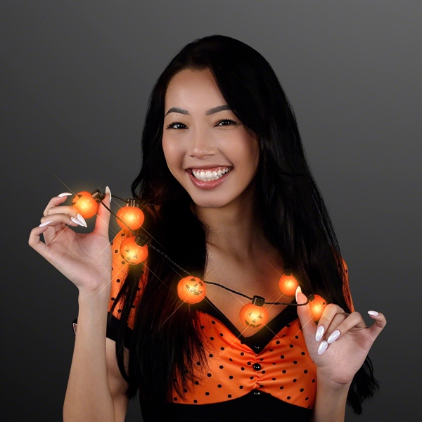 Big Pumpkin Light Bulbs Halloween Necklace; Blank Pricing... from ASI 34194 ALightPromos / Alight Promotional Products