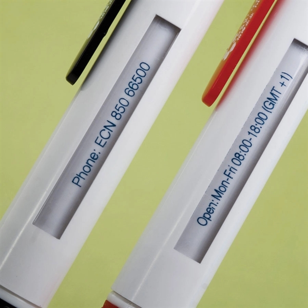 Unique click action pen with a two-sided display window to display... from ASI 34800 Alstar Creations / Alstar Line