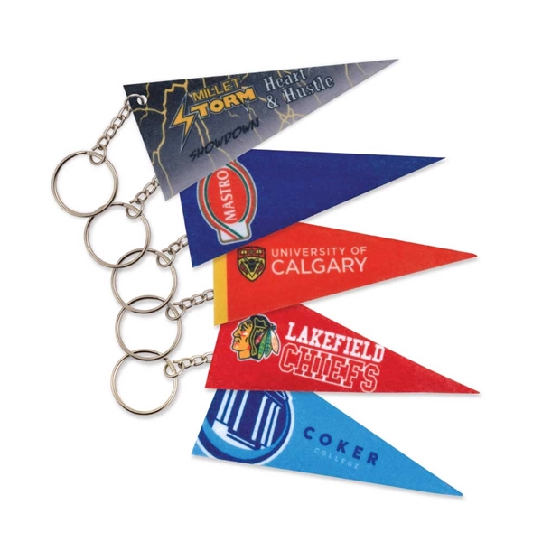 This banner shape felt keychain makes a great gift for all... from ASI 93987 Martini-Vispak Inc.