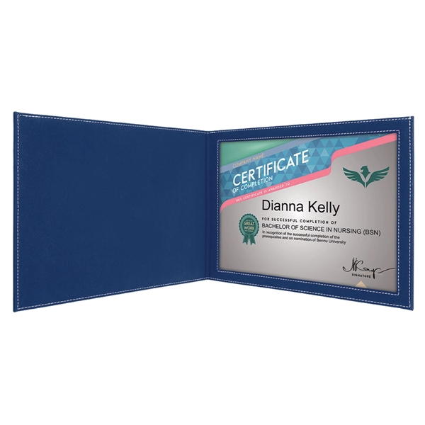 12" x 9" PU leatherette blue and silver holder for 8... from ASI 74601 Calico