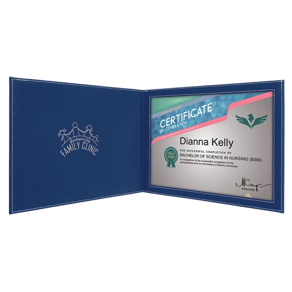 12" x 9" PU leatherette blue and silver holder for 8... from ASI 74601 Calico