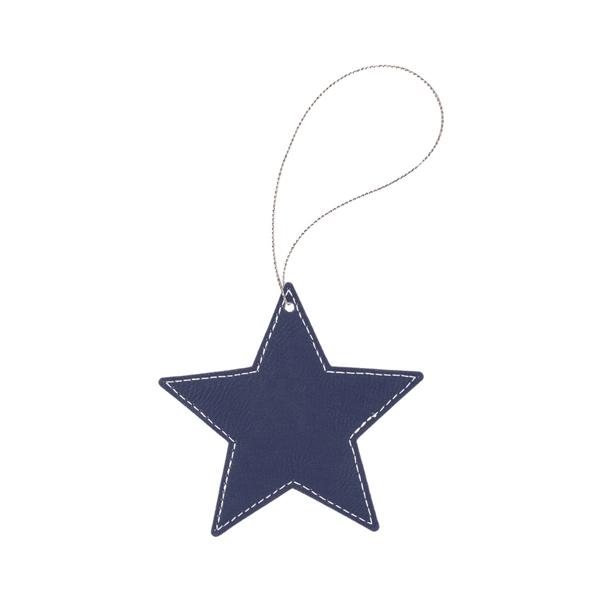 4" x 4" x 1/8" star-shaped PU leatherette hanging holiday ornament... from ASI 74601 Calico