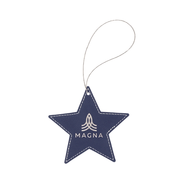 4" x 4" x 1/8" star-shaped PU leatherette hanging holiday ornament... from ASI 74601 Calico