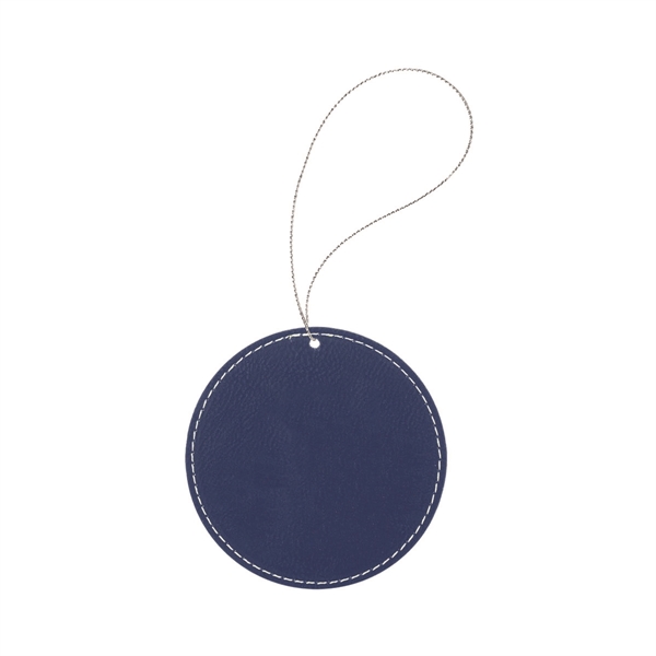 3.75" x 3.75" x 1/8" round PU leatherette hanging holiday ornament... from ASI 74601 Calico
