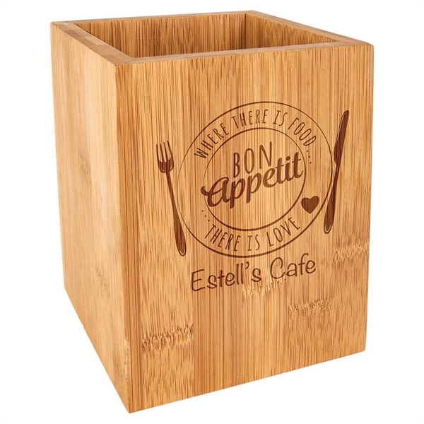 Bamboo Utensil Box 4 1/4" x 6"... from ASI 72657 Active Life Promo / Ingrain Promo