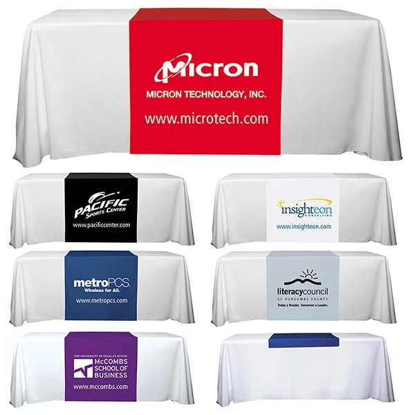 30"W x 60"L table runner made of polyester fabric with customization.... from ASI 62660 Innovation Line