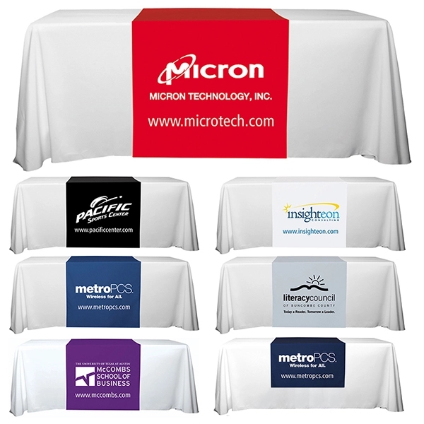 30"W x 60"L table runner made of polyester fabric with customization.... from ASI 62660 Innovation Line