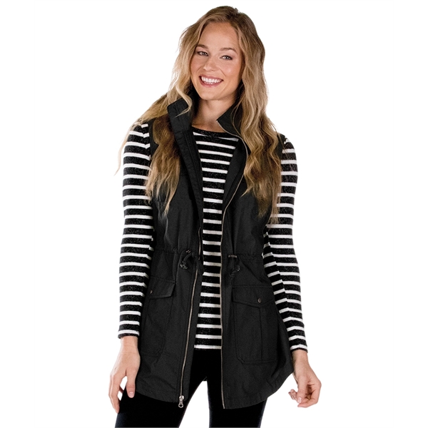 Women's cotton and polyester Bristol utility vest with zippered closure.... from ASI 44620 Charles River Apparel