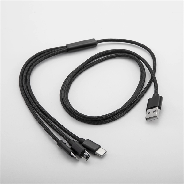 Four foot 3-in-1 plastic and aluminum charging cable with Type-C, MicroUSB... from ASI 91435 Tomax USA / Tomax