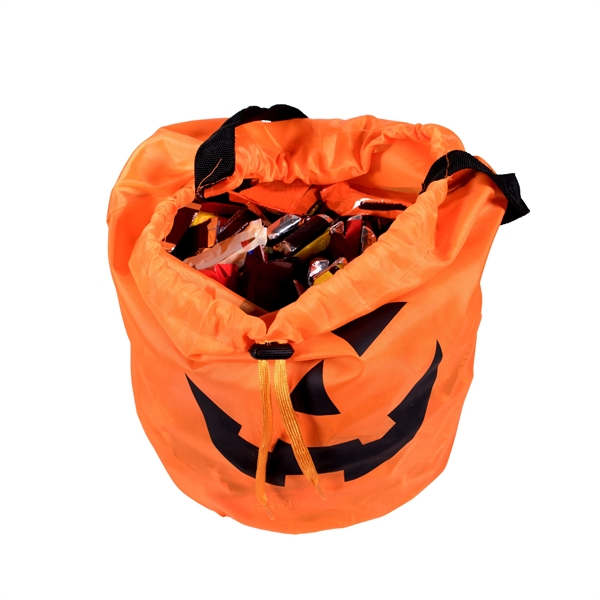 Light-up trick-or-treat pumpkin bag with 6 red LED lights along the... from ASI 42016 Brighter Promotions Inc
