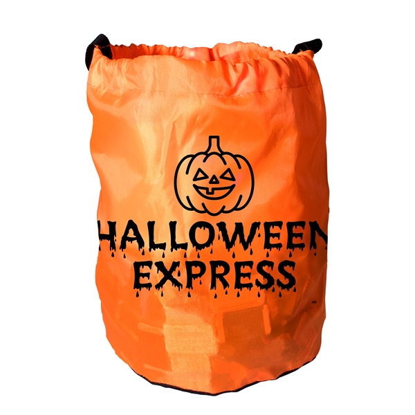 Light-up trick-or-treat pumpkin bag with 6 red LED lights along the... from ASI 42016 Brighter Promotions Inc
