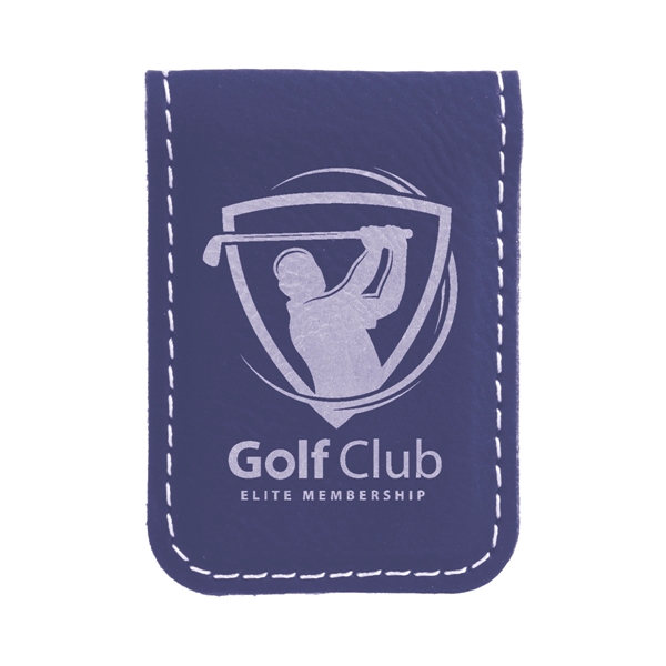 1 3/4" x 2 1/2" blue and silver PU leatherette money... from ASI 74601 Calico