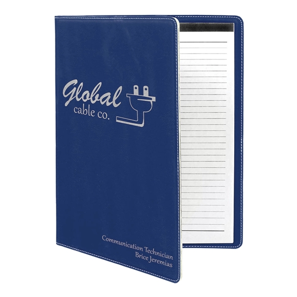1.5" x 9.5" x 12" blue and silver PU leatherette portfolio... from ASI 74601 Calico