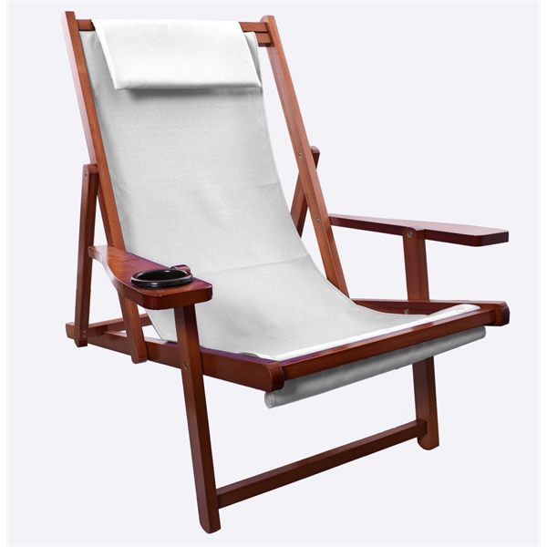 Adjustable wood sling chair with adjustable reclining feature and cup holder... from ASI 76730 Peerless Umbrella Co Inc / Threads By Peerless