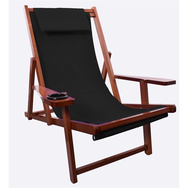 Adjustable wood sling chair with adjustable reclining feature and cup holder... from ASI 76730 Peerless Umbrella Co Inc / Threads By Peerless