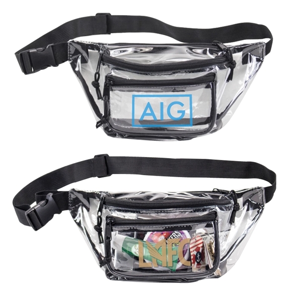 Clear vinyl PVC fanny pack with three zippered compartments and an... from ASI 57655 STOPNGO Line