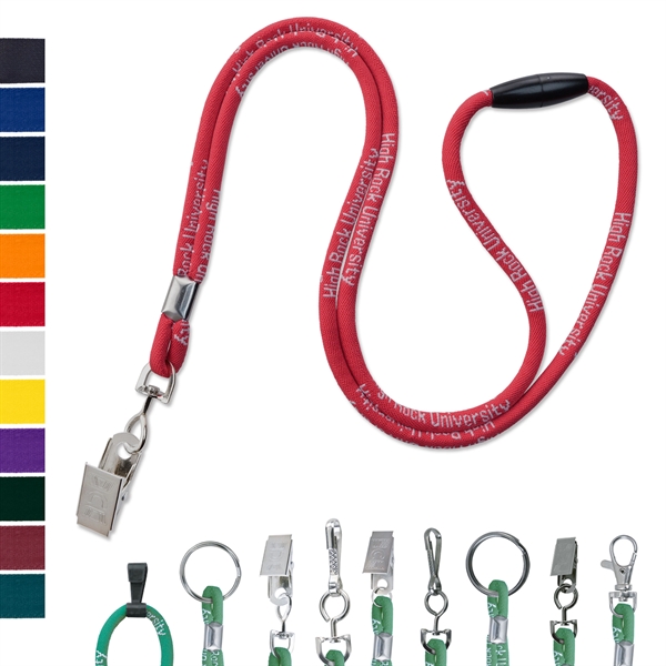 Round custom lanyards with a classic, professional look. Design is woven... from ASI 79898 Promovision / PROMOVISION