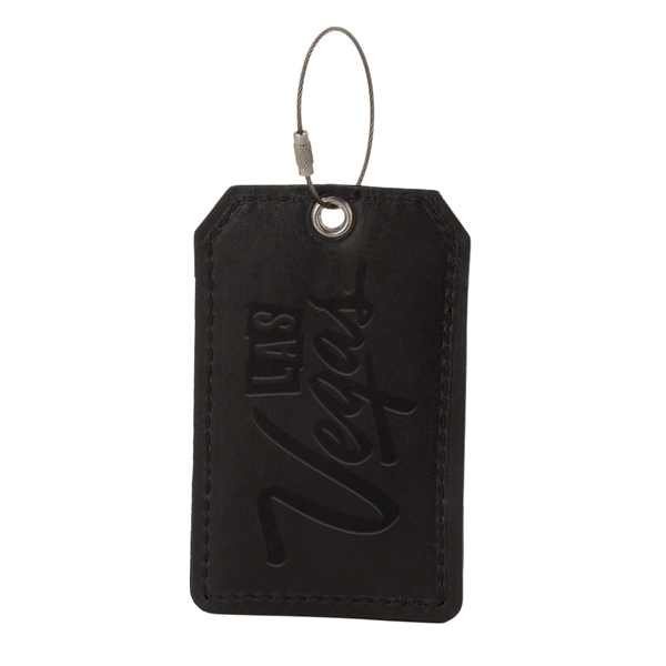 4 3/4" x 3" leather luggage tag with 11 Irish waxed... from ASI 88060 Snugz/USA Inc / SnugZ USA®