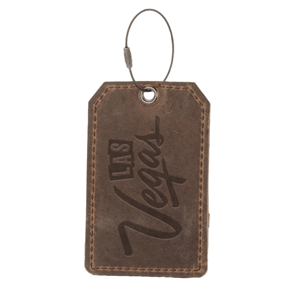 4 3/4" x 3" leather luggage tag with 11 Irish waxed... from ASI 88060 Snugz/USA Inc / SnugZ USA®
