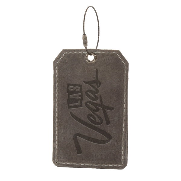 4 3/4" x 3" leather luggage tag with 11 Irish waxed... from ASI 88060 Snugz/USA Inc / SnugZ USA®