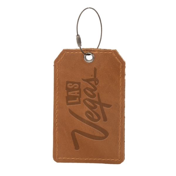 4 3/4" x 3" leather luggage tag with 11 Irish waxed... from ASI 88060 Snugz/USA Inc / SnugZ USA®