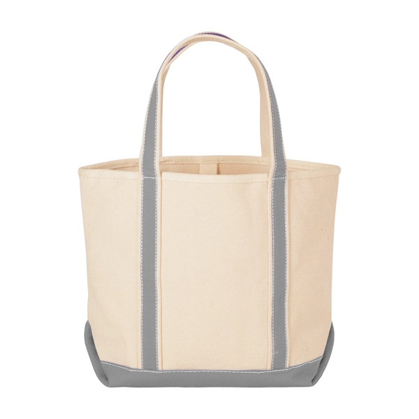 Natural colored canvas tote bag with interior hanging zippered pocket, silver... from ASI 76730 Peerless Umbrella Co Inc / Threads By Peerless