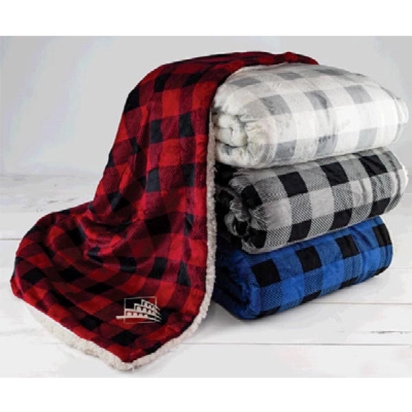 50" x 60" 220GSM micro mink and 240GSM faux-lambswool Sherpa-style blanket... from ASI 99030 Zipline