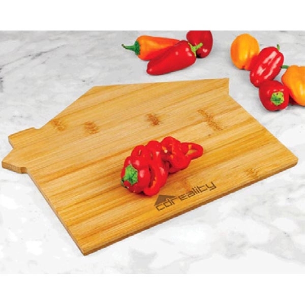 0.5" x 11.625" x 9" house-shaped bamboo cutting board with anti-microbial... from ASI 99030 Zipline